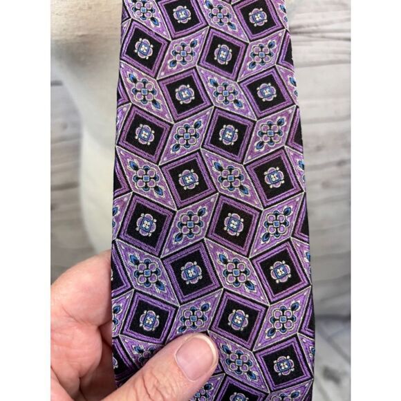 Men's Robert Talbot Tie, One Size, Purple & Black - Picture 2 of 3